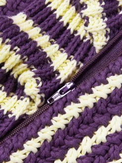 Sale Funda de cojín de punto a rayas con volantes Blaise Mantas|Cojines Decorativos