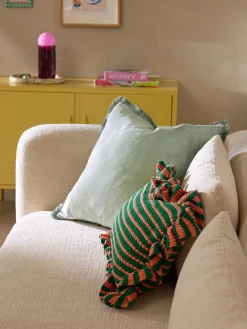 Best Funda de cojín de punto a rayas con volantes Blaise Cojines Decorativos|Mantas