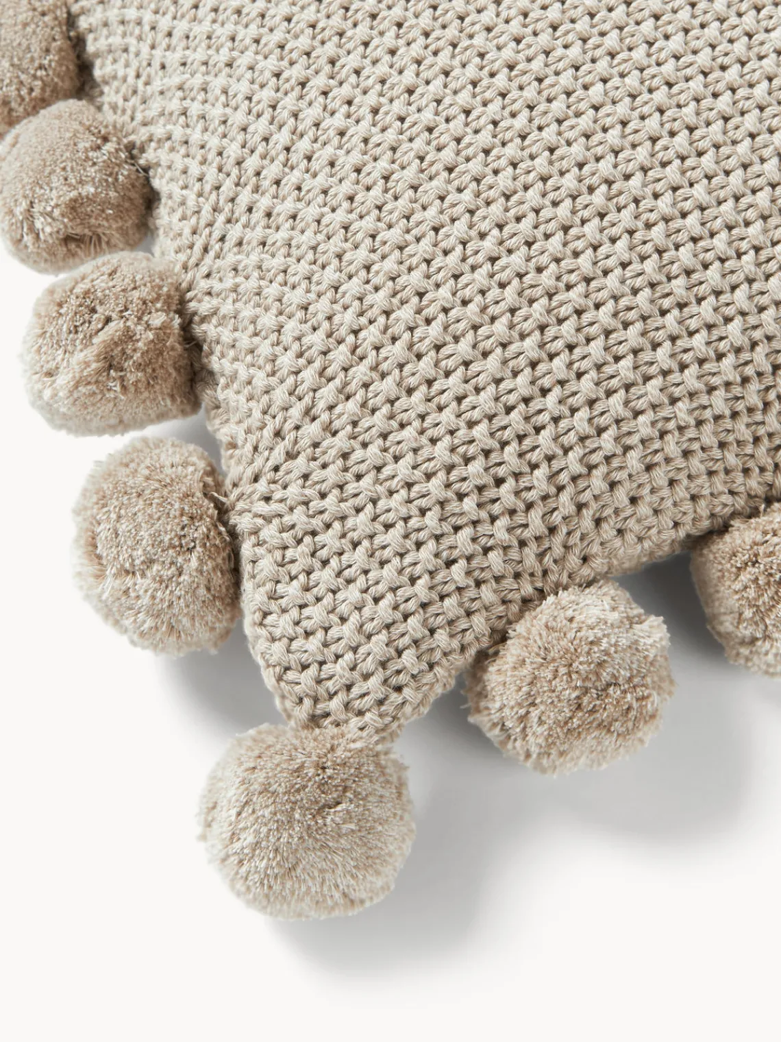 Mantas|Cojines Decorativos>Westwing Collection Funda de cojín de punto con pompones Molly