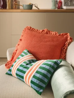 Outlet Funda de cojín de punto con volantes Pansy Mantas|Cojines Decorativos