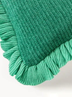 Cojines Decorativos|Cojines Decorativos></noscript>Westwing Collection Funda de cojín de punto con volantes Pansy Verde turquesa