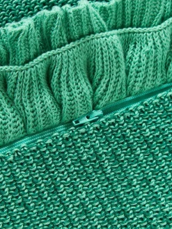 Cojines Decorativos|Cojines Decorativos></noscript>Westwing Collection Funda de cojín de punto con volantes Pansy Verde turquesa