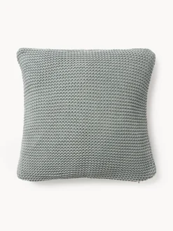 Mantas|Cojines Decorativos>Westwing Collection Funda de cojín de punto de algodón ecológico Adalyn Verde salvia