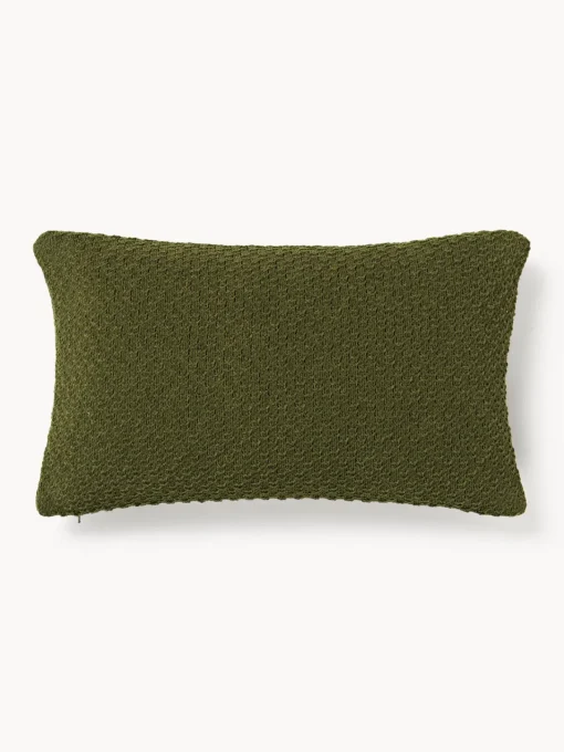 Cojines Decorativos|Mantas>Westwing Collection Funda de cojín de punto de chenilla Everly Verde oscuro