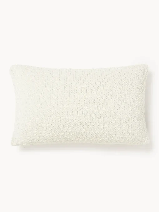 Cojines Decorativos|Mantas>Westwing Collection Funda de cojín de punto de chenilla Everly Blanco Off White