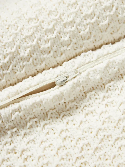 Cojines Decorativos|Mantas>Westwing Collection Funda de cojín de punto de chenilla Everly Blanco Off White