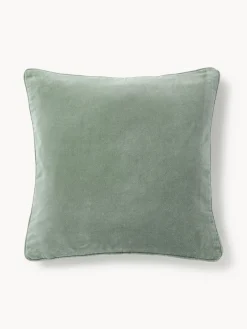 Mantas|Cojines Decorativos>Westwing Collection Funda de cojín de terciopelo Dana Verde salvia