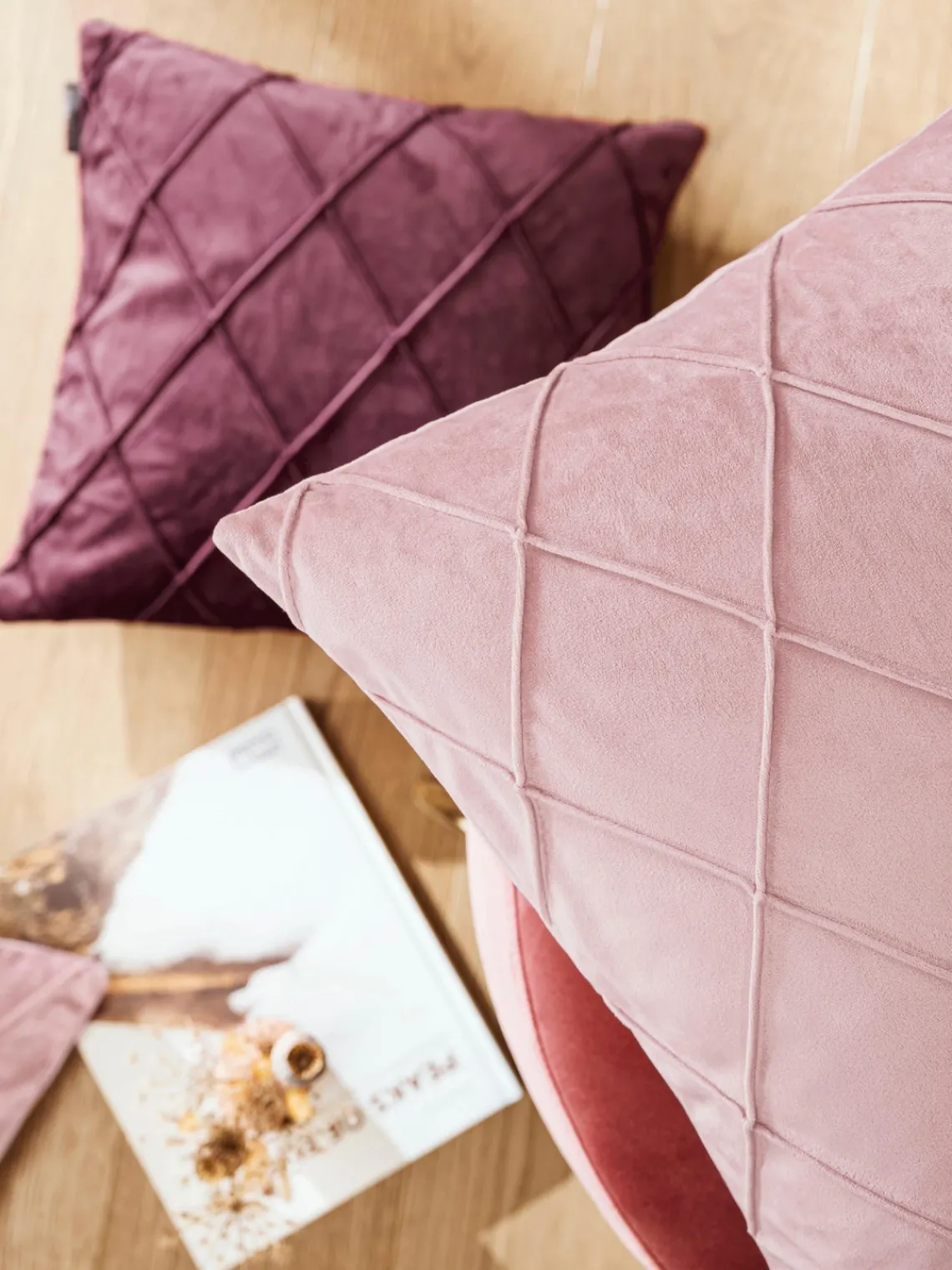 Mantas|Cojines Decorativos>Magma Funda de cojín de terciopelo Nobless Rosa claro