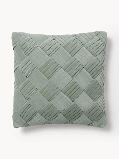 Cojines Decorativos|Cojines Decorativos>Westwing Collection Funda de cojín de terciopelo texturizada Sina Verde salvia