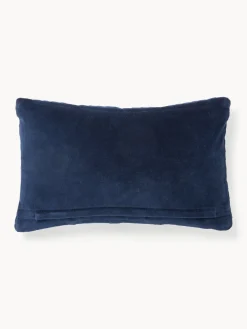Mantas|Cojines Decorativos>Westwing Collection Funda de cojín de terciopelo texturizada Sina Azul oscuro
