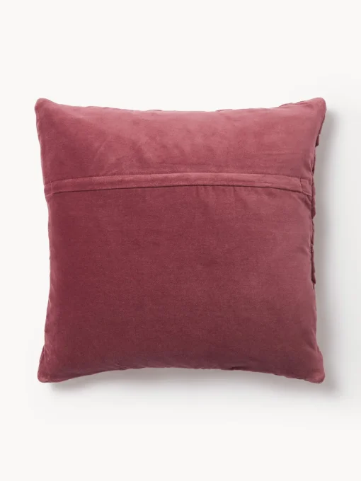 Cojines Decorativos|Mantas>Westwing Collection Funda de cojín de terciopelo texturizada Sina Rojo vino