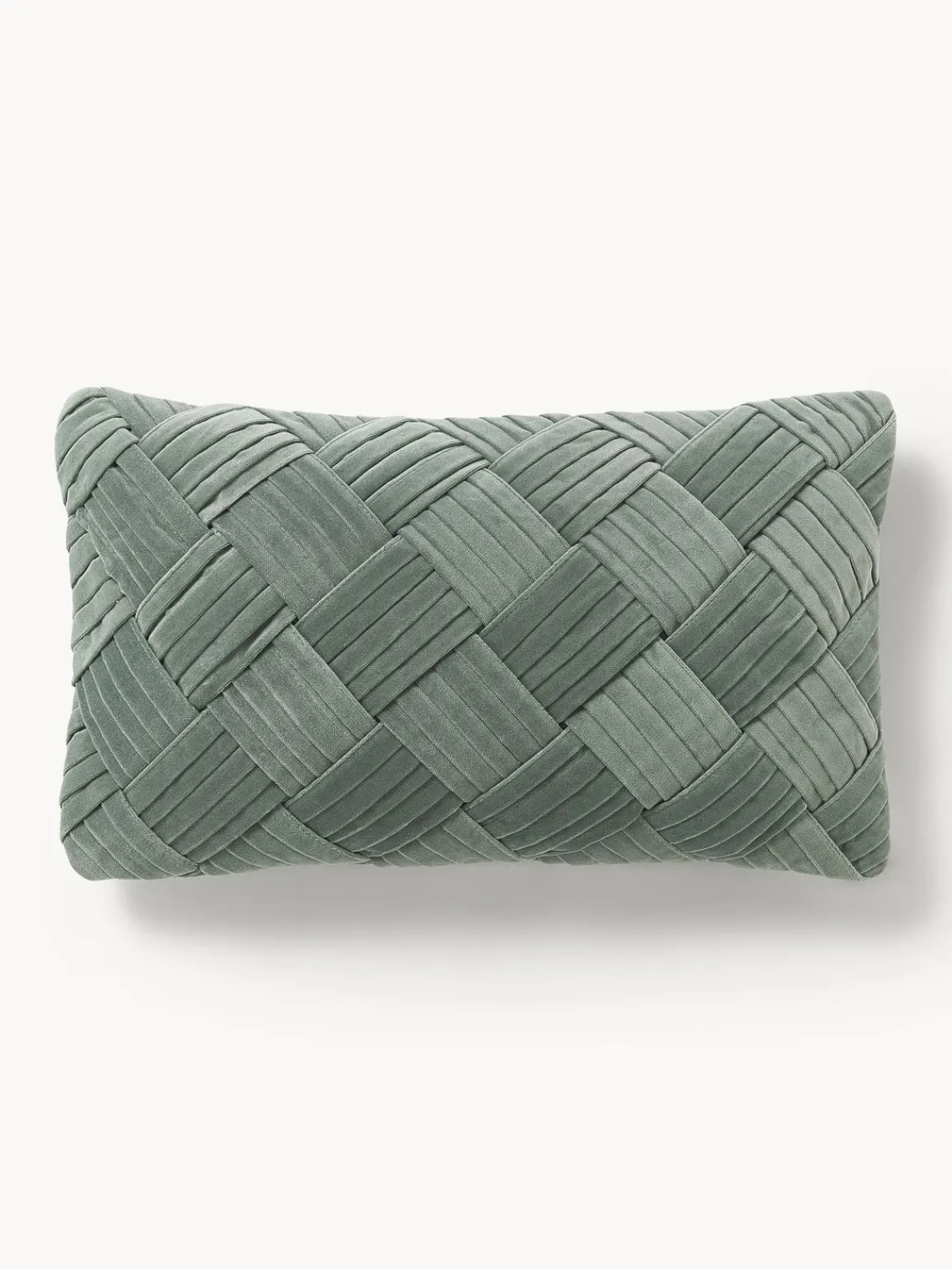 Mantas|Cojines Decorativos>Westwing Collection Funda de cojín de terciopelo texturizada Sina Verde salvia