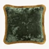Mantas|Cojines Decorativos>Westwing Collection Funda de cojín de terciopelo con flecos Cyrus