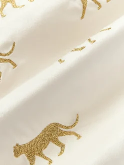 Mantas|Cojines Decorativos></noscript>Westwing Collection Funda de cojín de terciopelo bordada Cheetah Blanco Off White, dorado