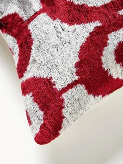 Cojines Decorativos|Mantas></noscript>Les Ottomans Funda de cojín de terciopelo con estampado abstracto Velvety Beige claro, rosa