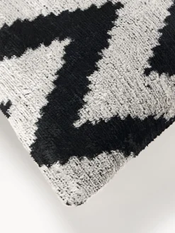 Cojines Decorativos|Cojines Decorativos></noscript>Les Ottomans Funda de cojín de terciopelo con estampado zigzag Velvety Beige, negro