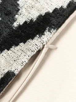 Cojines Decorativos|Cojines Decorativos></noscript>Les Ottomans Funda de cojín de terciopelo con estampado zigzag Velvety Beige, negro