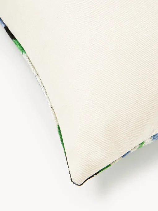 Cojines Decorativos|Mantas>Les Ottomans Funda de cojín de terciopelo con estampado abstracto Velvety Azul, verde, blanco