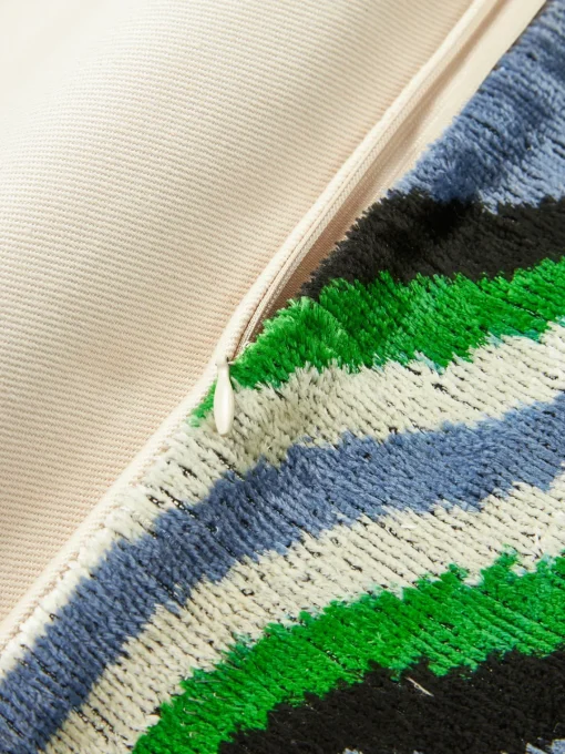 Cojines Decorativos|Mantas>Les Ottomans Funda de cojín de terciopelo con estampado abstracto Velvety Azul, verde, blanco