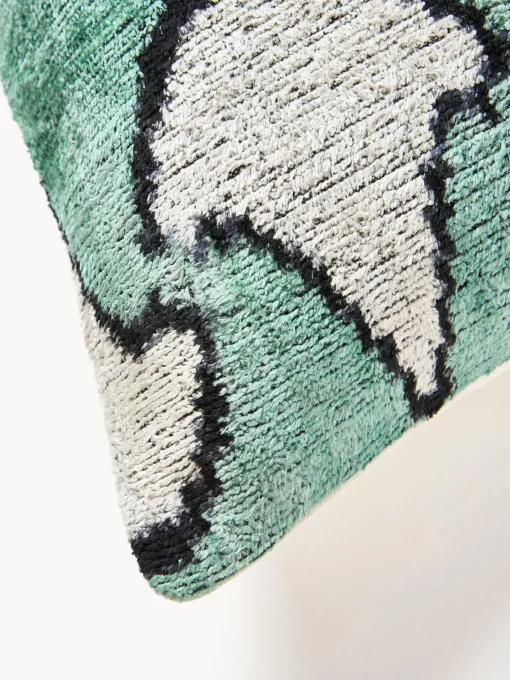 Cojines Decorativos|Mantas>Les Ottomans Funda de cojín de terciopelo con estampado abstracto Velvety Verde oscuro, beige claro, negro