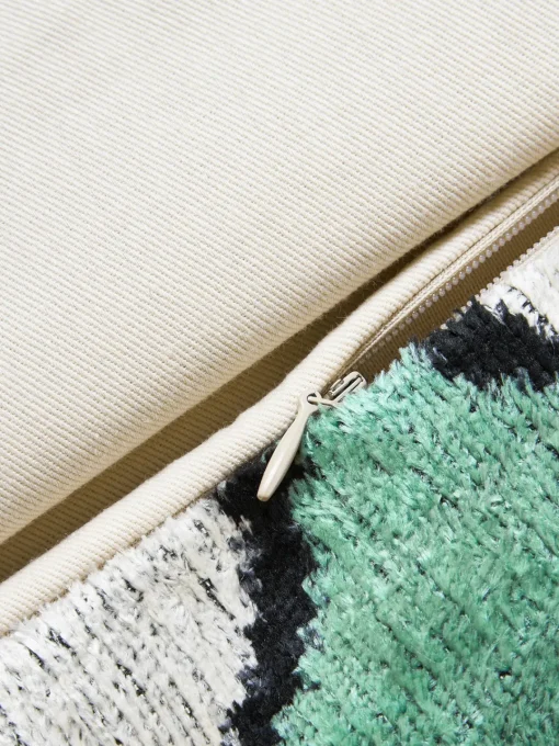 Cojines Decorativos|Mantas>Les Ottomans Funda de cojín de terciopelo con estampado abstracto Velvety Verde oscuro, beige claro, negro