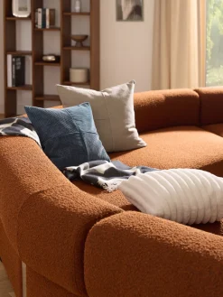 Mantas|Cojines Decorativos>Westwing Collection Funda de cojín de terciopelo de estructura lineal fina Fiona Gris azulado