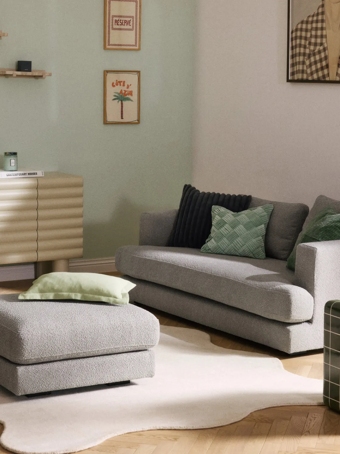 Cojines Decorativos|Cojines Decorativos>Westwing Collection Funda de cojín de terciopelo de estructura lineal fina Fiona Verde oscuro