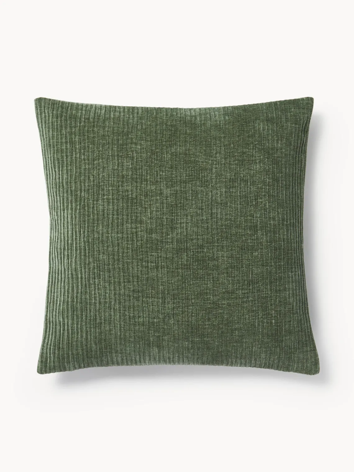 Cojines Decorativos|Cojines Decorativos>Westwing Collection Funda de cojín de terciopelo de estructura lineal fina Fiona Verde oscuro