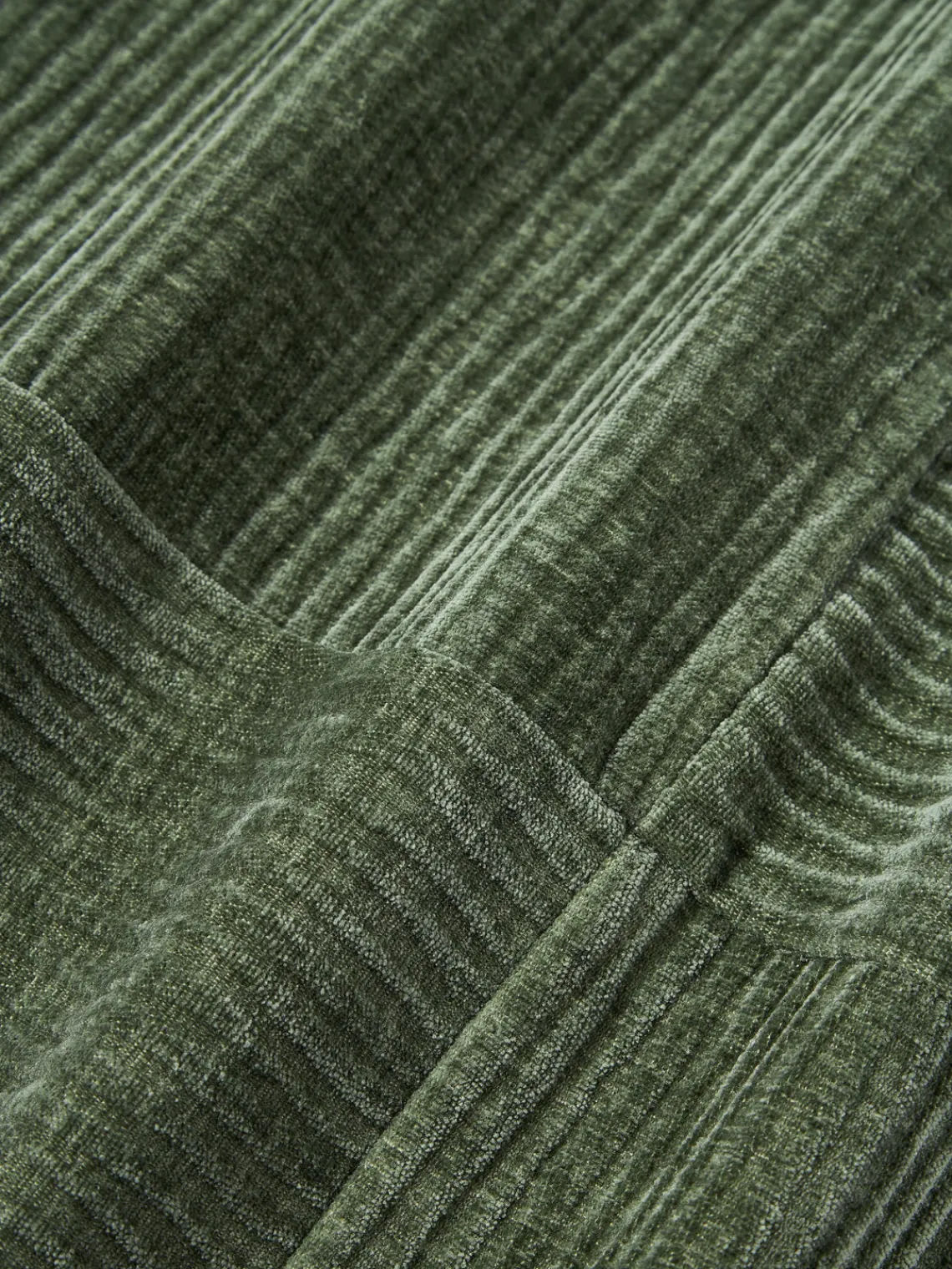 Cojines Decorativos|Cojines Decorativos>Westwing Collection Funda de cojín de terciopelo de estructura lineal fina Fiona Verde oscuro