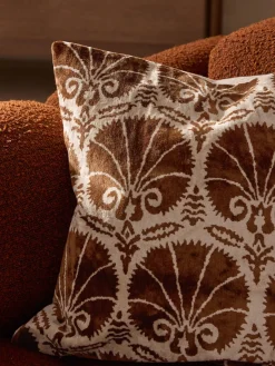 Cojines Decorativos|Mantas></noscript>Westwing Collection Funda de cojín de viscosa estampada en tejido jacquard Hazel Estampado étnico marrón