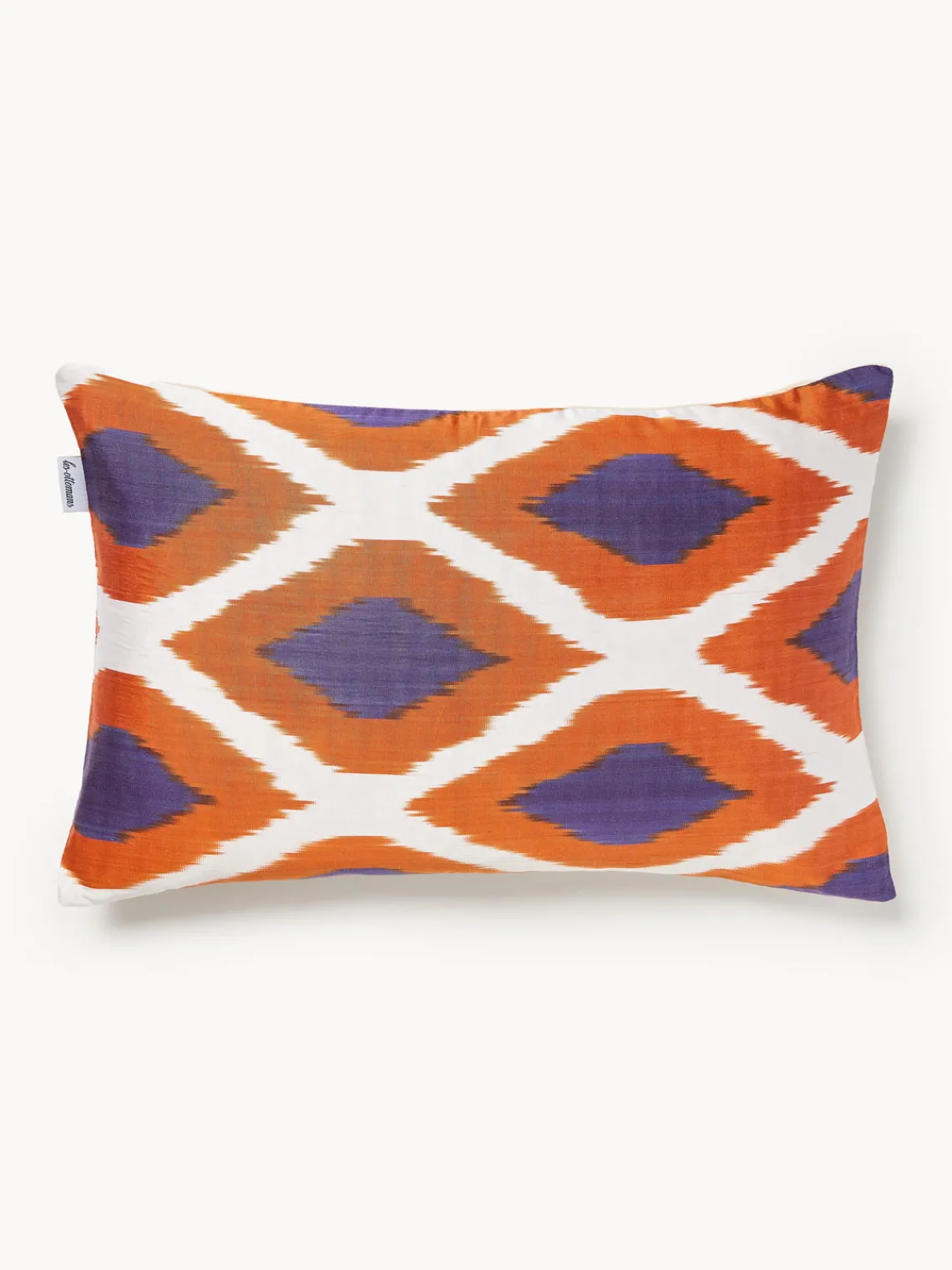 Cojines Decorativos|Mantas>Les Ottomans Funda de cojín decorativo de seda con estampado abstracto Silky Naranja, lila, blanco