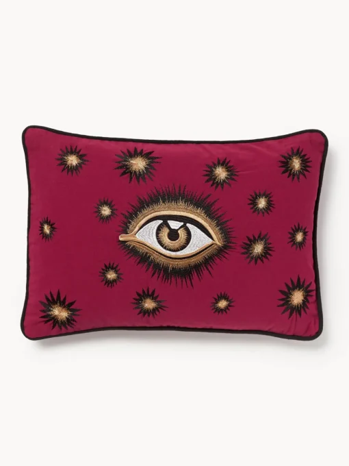Cojines Decorativos|Mantas>Les Ottomans Funda de cojín decorativo de algodón artesanal Velvety Rojo óxido, beige