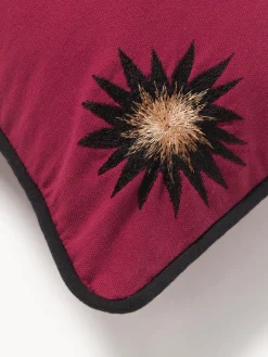 Cojines Decorativos|Mantas></noscript>Les Ottomans Funda de cojín decorativo de algodón artesanal Velvety Rojo óxido, beige