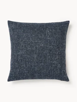 Mantas|Cojines Decorativos>Westwing Collection Funda de cojín en bouclé Talea Azul oscuro