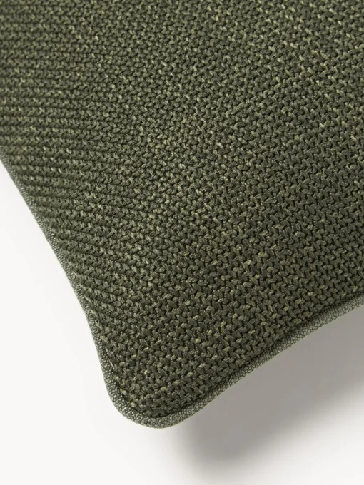 Mantas|Cojines Decorativos>Westwing Collection Funda de cojín en tejido bouclé con ribete Aya Verde oliva, blanco crema