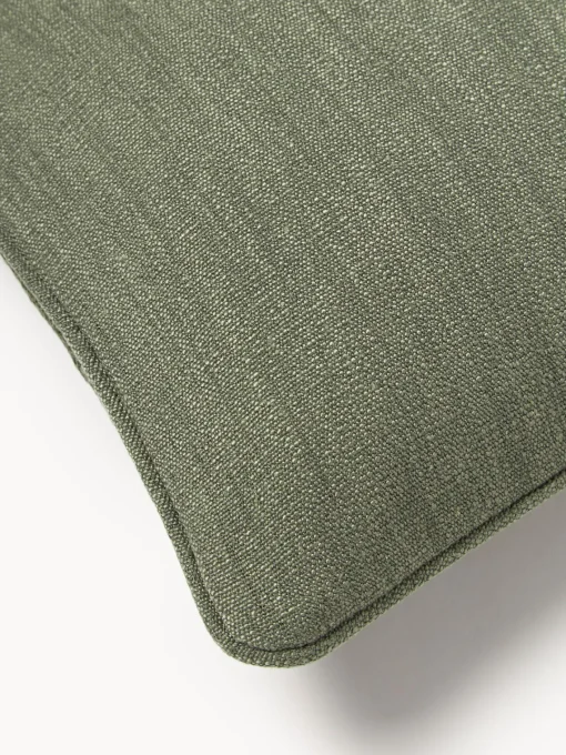 Mantas|Cojines Decorativos>Westwing Collection Funda de cojín en tejido bouclé con ribete Aya Verde oliva, blanco crema