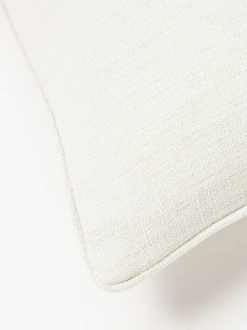 Cojines Decorativos|Mantas>Westwing Collection Funda de cojín en tejido bouclé con ribete Aya Blanco crema