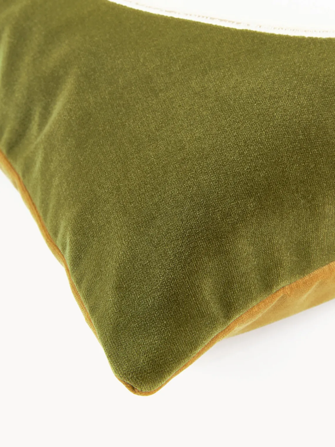 Cojines Decorativos|Mantas>Westwing Collection Funda de cojín estampada Vila Mostaza, verde oliva, blanco