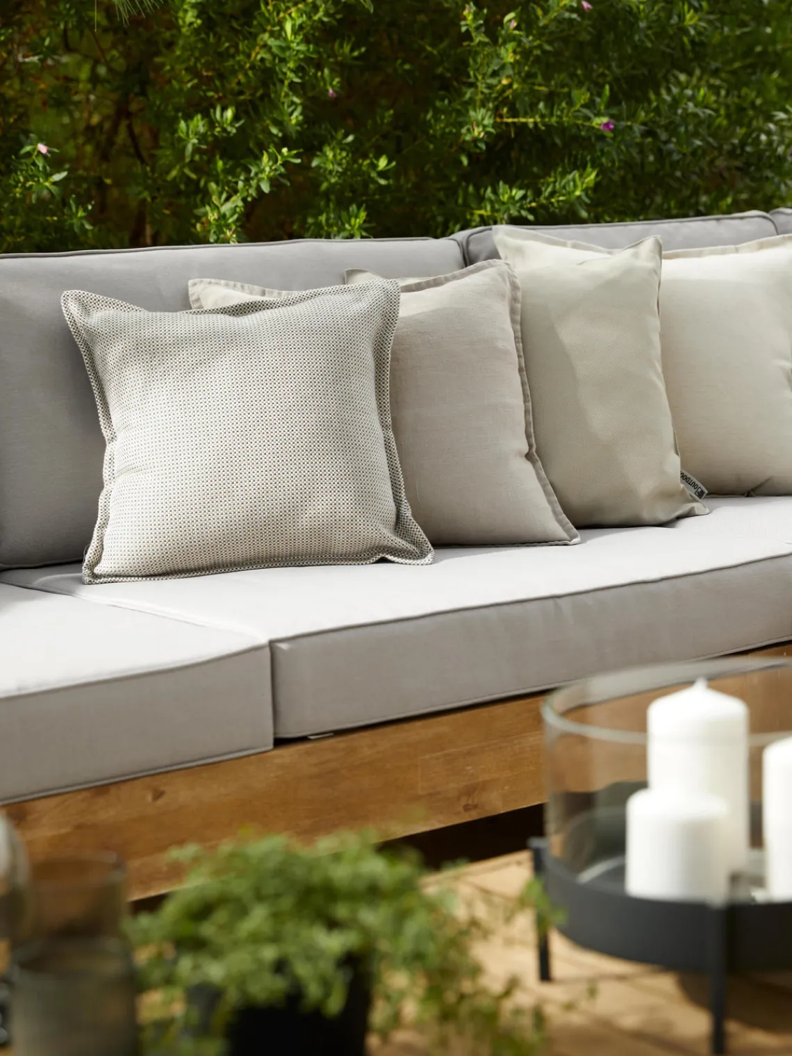 Mantas|Cojines De Exterior>Westwing Collection Funda de cojín para exterior Ortun Beige claro