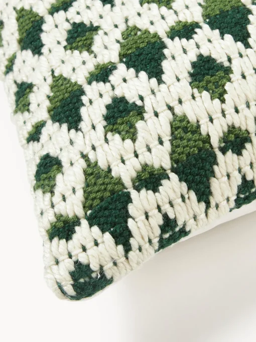 Cojines De Exterior|Cojines Decorativos>Westwing Collection Funda de cojín para exterior con tejido estampado Yamir Tonos verdes, blanco Off White
