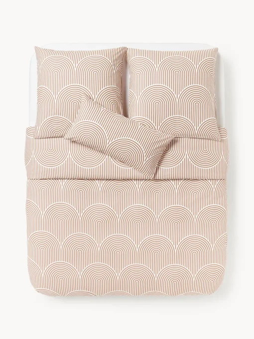 Mantas|Fundas Nórdicas>Westwing Collection Funda nórdica de algodón Arcs Turrón, blanco