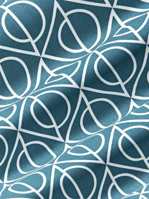 Fundas Nórdicas|Mantas>Westwing Collection Funda nórdica de algodón estampado geométrico Jella Azul petróleo, blanco