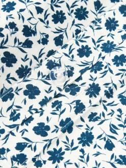 Mantas|Fundas Nórdicas></noscript>Westwing Collection Funda nórdica de algodón lavado con fino estampado floral Nolana Azul oscuro, blanco