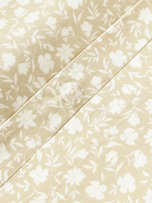 Fundas Nórdicas|Mantas>Westwing Collection Funda nórdica de algodón lavado con fino estampado floral Nolana Beige claro, blanco