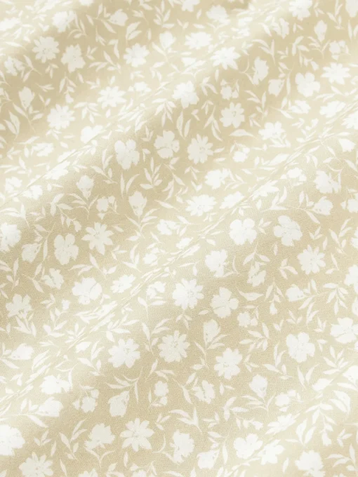 Fundas Nórdicas|Mantas>Westwing Collection Funda nórdica de algodón lavado con fino estampado floral Nolana Beige claro, blanco