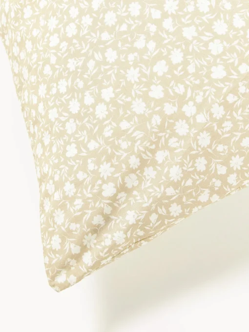 Fundas Nórdicas|Mantas>Westwing Collection Funda nórdica de algodón lavado con fino estampado floral Nolana Beige claro, blanco