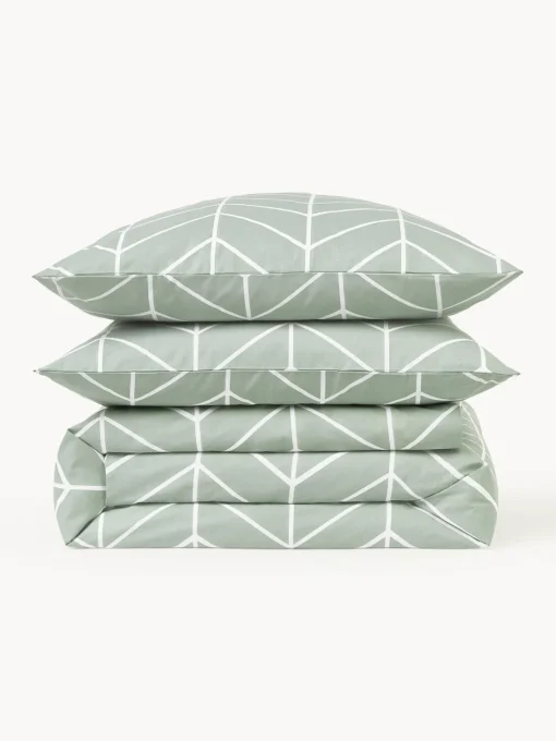 Mantas|Fundas Nórdicas>Westwing Collection Funda nórdica de algodón Mirja Verde salvia