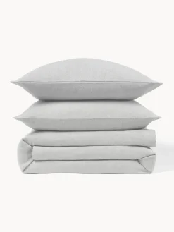 Fundas Nórdicas|Mantas></noscript>Westwing Collection Funda nórdica de franela con punto espiga Wanda Gris claro