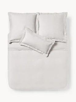 Fundas Nórdicas|Mantas>Westwing Collection Funda nórdica de lino con ribete Linna Gris claro