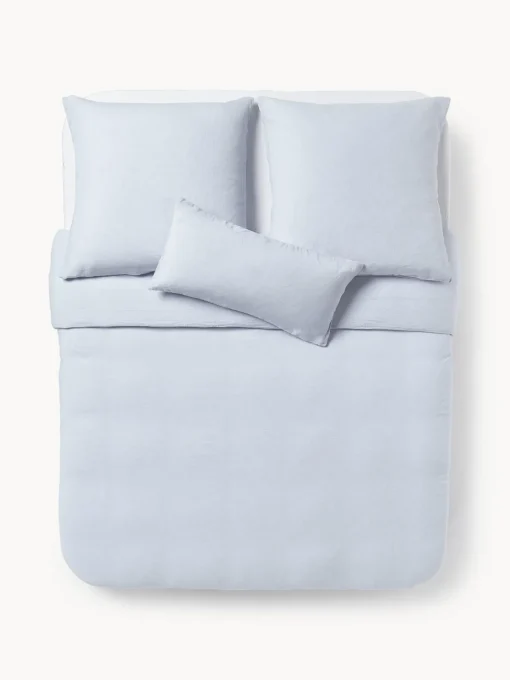 Mantas|Fundas Nórdicas>Westwing Collection Funda nórdica de lino lavado Airy Azul claro